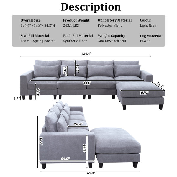 Latitude Run® Sectional Sofa With Removable Ottoman Wayfair